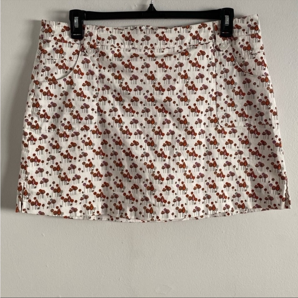 Lady Hagen Size 16 Golf Skort Skirt Doodle Botanical Orange Pink Stretch Pockets